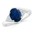 thumbnail image 1 of ANGARA Natural 2 Ct Oval Sapphire Bypass Ring with Trio Diamond Accents in 14K White Gold for Women (Size-9x7mm) | September Birthstone, Anniversary, Jewelry Gift for Women | Natural Sapphire Ring, 1 of 9
