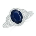 thumbnail image 1 of ANGARA Natural Vintage Style Oval 2 ct Blue Sapphire Halo Ring in 14K White Gold for Women (Size-9x7mm) | September Birthstone, Anniversary, Jewelry Gift for Women | Natural Blue Sapphire Ring, 1 of 9