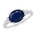 thumbnail image 1 of Angara Natural 2 Ct. Blue Sapphire with Diamond Classic Ring in Sterling Silver for Women (Ring Size: 3), 1 of 10