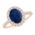 thumbnail image 1 of Angara Natural 2 Ct. Blue Sapphire with Diamond Halo Ring in 14K Rose Gold for Women (Ring Size: 11.5), 1 of 11