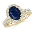 thumbnail image 1 of ANGARA Natural Classic 2 ct Blue Sapphire and Diamond Bridal Set in 14K Yellow Gold for Women (Size-9x7mm) | September Birthstone, Anniversary, Jewelry Gift for Women | Natural Blue Sapphire Ring, 1 of 9