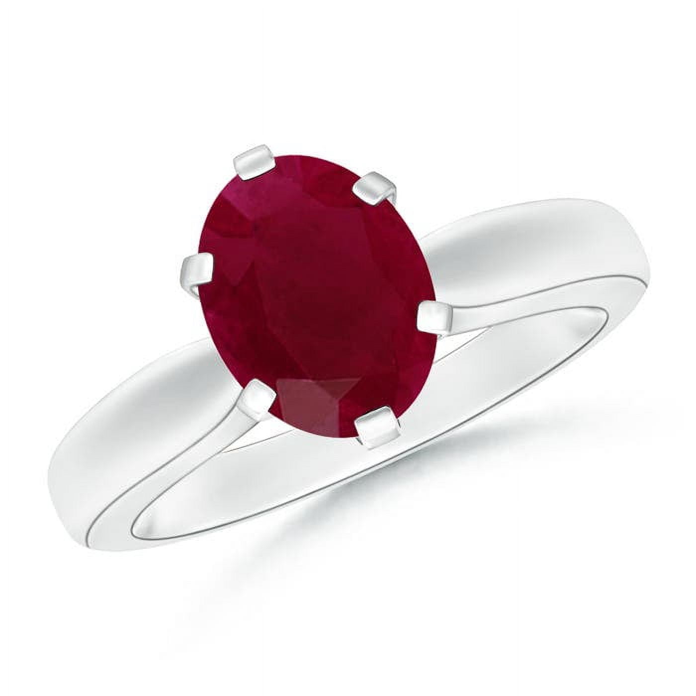 ANGARA Natural Tapered Shank Oval Solitaire 2 ct Ruby Ring in 14K White ...