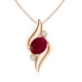 thumbnail image 1 of ANGARA Natural Shell Style Oval 2 ct Ruby and Diamond Pendant in 14K Rose Gold for Women (Size-9x7mm) | July Birthstone, Birthday, Anniversary, Jewelry Gift for Women | Natural Ruby Necklace, 1 of 9