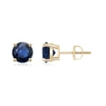thumbnail image 1 of ANGARA Natural Basket-Set Round 2 ct Blue Sapphire Studs in 14K Yellow Gold for Women (Size-6mm) | September Birthstone, Birthday, Anniversary, Jewelry Gift for Women | Natural Blue Sapphire Earrings, 1 of 7