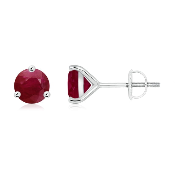 ANGARA Natural Martini-Set Round 2 ct Ruby Stud Earrings in 14K White Gold for Women (Size-6mm) | July Birthstone, Birthday, Anniversary, Jewelry Gift for Women | Natural Ruby Earrings