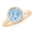 thumbnail image 1 of ANGARA Natural Bezel-Set Round 3.2 ct Aquamarine Solitaire Engagement Ring in 14K Rose Gold for Women (Size-10mm) | March Birthstone, Anniversary, Jewelry Gift for Women | Natural Aquamarine Ring, 1 of 6