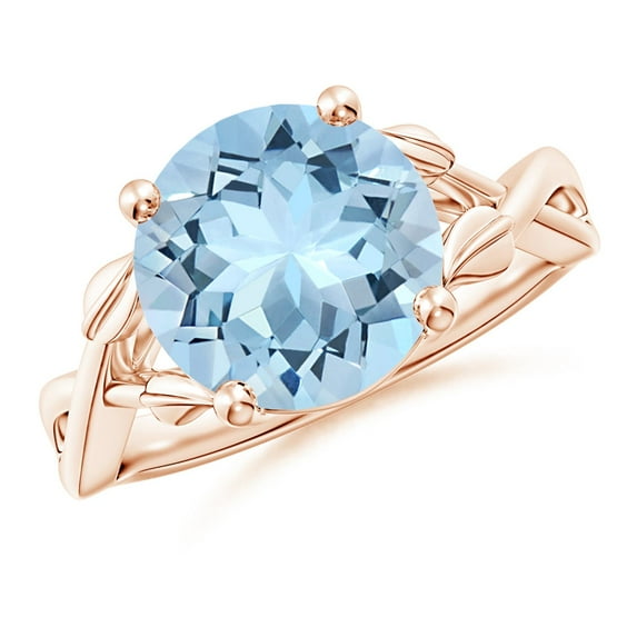 Angara Natural 3.2 Ct. Aquamarine Solitaire Ring in 14K Rose Gold for Women (Ring Size: 5.5)