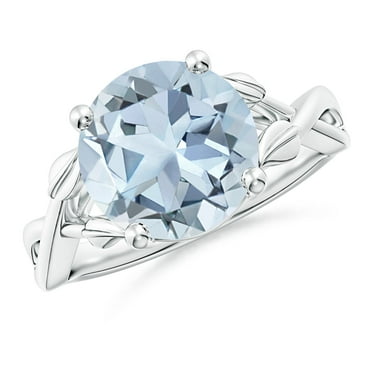 Angara Natural 3.2 Ct. Aquamarine Solitaire Ring in 14K White Gold for Women (Ring Size: 7)