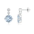 thumbnail image 1 of ANGARA Natural 3.2 ct Aquamarine Dangle Earrings with Diamonds in 925 Sterling Silver for Women (Size-8mm) | March Birthstone, Anniversary, Jewelry Gift for Women | Natural Aquamarine Earrings, 1 of 8