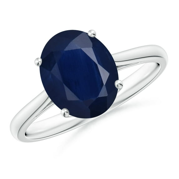 ANGARA Natural Oval Solitaire 3.3 ct Blue Sapphire Engagement Ring in 14K White Gold for Women (Size-10x8mm) | September Birthstone, Anniversary, Jewelry Gift for Women | Natural Blue Sapphire Ring