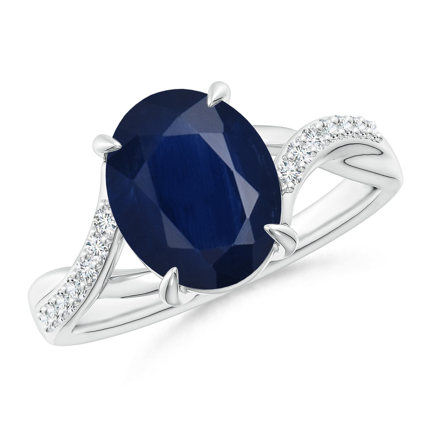 Angara Natural 3.3 Ct. Blue Sapphire With Diamond Infinity Ring In 14k 