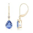 thumbnail image 1 of ANGARA Natural 3.3 ct Tanzanite Leverback Drop Earrings with Diamond in 14K Yellow Gold for Women (Size-9x7mm) | December Birthstone, Anniversary, Jewelry Gift for Women | Natural Tanzanite Earrings, 1 of 7