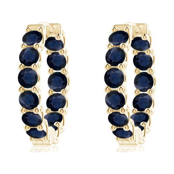 Angara Natural 3.36 ct. Blue Sapphire Hoop Earrings in 14K Yellow Gold for Women