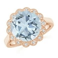 thumbnail image 1 of ANGARA Natural 3.4 ct Aquamarine Scalloped Halo Ring in 14K Rose Gold for Women (Size-11mm) | March Birthstone, Birthday, Anniversary, Jewelry Gift for Women | Natural Aquamarine Ring, 1 of 8