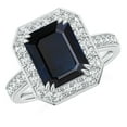 thumbnail image 1 of ANGARA Natural 3.4 ct Blue Sapphire Engagement Ring with Diamond Halo in 14K White Gold for Women (Size-10x8mm) | September Birthstone, Anniversary, Jewelry Gift for Women | Natural Sapphire Ring, 1 of 9