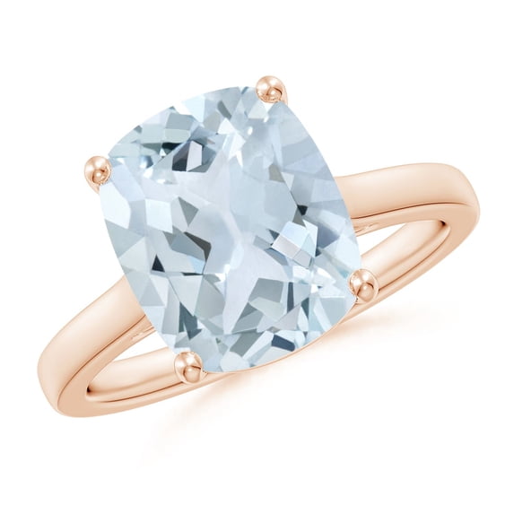 Angara Natural 3.45 Ct. Aquamarine with Diamond Solitaire Ring in 14K Rose Gold for Women (Ring Size: 6.5)