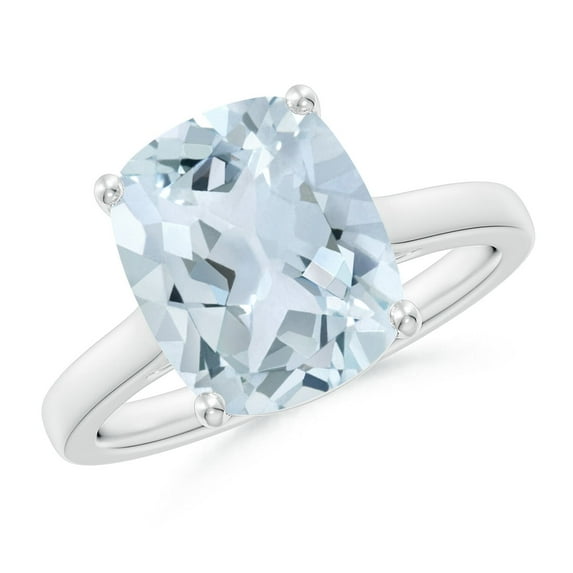 ANGARA Natural 3.45 ct Aquamarine Engagement Ring with Hidden Accents in 14K White Gold for Women (Size-11x9mm) | March Birthstone, Anniversary, Jewelry Gift for Women | Natural Aquamarine Ring