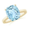 thumbnail image 1 of ANGARA Natural 3.45 ct Aquamarine Engagement Ring with Hidden Accents in 14K Yellow Gold for Women (Size-11x9mm) | March Birthstone, Anniversary, Jewelry Gift for Women | Natural Aquamarine Ring, 1 of 9