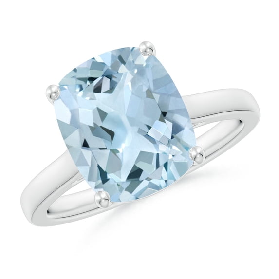 Angara Natural 3.45 Ct. Aquamarine with Diamond Solitaire Ring in Sterling Silver for Women (Ring Size: 3.5)