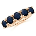 thumbnail image 1 of ANGARA Natural Half Eternity Five Stone 3.5 ct Blue Sapphire Wedding Band in 14K Rose Gold for Women (Size-5.5mm) | September Birthstone, Anniversary, Jewelry Gift for Women | Natural Sapphire Ring, 1 of 10