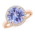 thumbnail image 1 of ANGARA Natural Round 3.5 ct Tanzanite Cathedral Ring with Diamond Halo in 14K Rose Gold for Women (Size-10mm) | December Birthstone, Anniversary, Jewelry Gift for Women | Natural Tanzanite Ring, 1 of 10