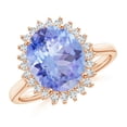 thumbnail image 1 of ANGARA Natural Classic Oval 3.5 ct Tanzanite Floral Halo Ring in 14K Rose Gold for Women (Size-11x9mm) | December Birthstone, Birthday, Anniversary, Jewelry Gift for Women | Natural Tanzanite Ring, 1 of 9