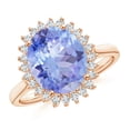 thumbnail image 1 of Angara Natural 3.5 Ct. Tanzanite with Diamond Halo Ring in 14K Rose Gold for Women (Ring Size: 12), 1 of 10