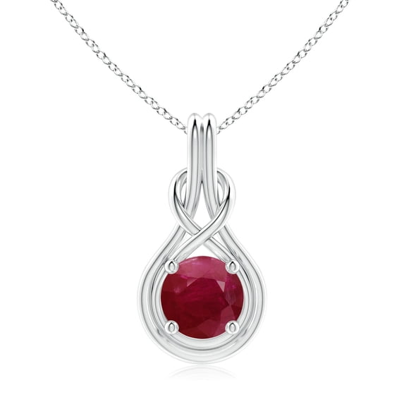 Angara Natural 3.57 ct Ruby Infinity Knot Pendant Necklace in Platinum for Women (Size-9mm) – July Birthstone Jewelry | Round Ruby Solitaire Pendant
