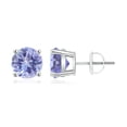 thumbnail image 1 of ANGARA Natural Basket-Set Round 3.6 ct Tanzanite Studs in 14K White Gold for Women (Size-8mm) | December Birthstone, Birthday, Anniversary, Jewelry Gift for Women | Natural Tanzanite Earrings, 1 of 10