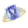thumbnail image 1 of ANGARA Natural 3.8 Ct. Tanzanite with Diamond Classic Ring in 14K Yellow Gold for Women (Ring Size: 4.5), 1 of 8
