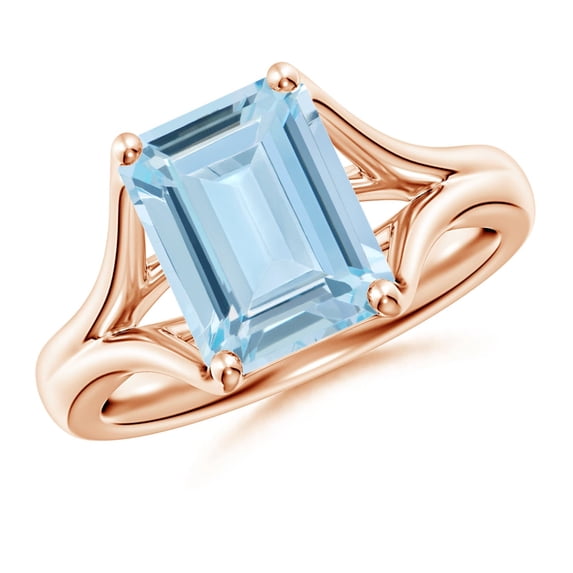 Angara Natural 3 Ct. Aquamarine Solitaire Ring in 14K Rose Gold for Women (Ring Size: 10.5)