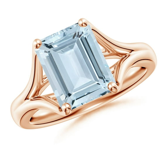 Angara Natural 3 Ct. Aquamarine Solitaire Ring in 14K Rose Gold for Women (Ring Size: 12)