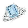 thumbnail image 1 of ANGARA Natural Solitaire 3 ct Aquamarine Split Shank Engagement Ring in 14K White Gold for Women (Size-10x8mm) | March Birthstone, Anniversary, Jewelry Gift for Women | Natural Aquamarine Ring, 1 of 10