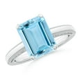 thumbnail image 1 of ANGARA Natural 3 ct Aquamarine Solitaire Engagement Ring with Milgrain in 14K White Gold for Women (Size-10x8mm) | March Birthstone, Anniversary, Jewelry Gift for Women | Natural Aquamarine Ring, 1 of 12