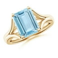 thumbnail image 1 of ANGARA Natural Solitaire 3 ct Aquamarine Split Shank Engagement Ring in 14K Yellow Gold for Women (Size-10x8mm) | March Birthstone, Anniversary, Jewelry Gift for Women | Natural Aquamarine Ring, 1 of 9