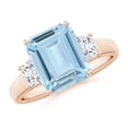 thumbnail image 1 of Angara Natural 3 Ct. Aquamarine with Diamond Classic Ring in 14K Rose Gold for Women (Ring Size: 12), 1 of 11