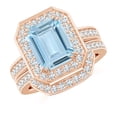 thumbnail image 1 of ANGARA Natural Emerald Cut 3 ct Aquamarine Bridal Ring Set with Diamond Ring in 14K Rose Gold for Women (Size-10x8mm) | March Birthstone, Anniversary, Jewelry Gift for Women | Natural Aquamarine Ring, 1 of 9