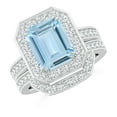 thumbnail image 1 of ANGARA Natural Emerald Cut 3 ct Aquamarine Bridal Ring Set with Diamond Ring in 14K White Gold for Women (Size-10x8mm) | March Birthstone, Anniversary Jewelry Gift for Women | Natural Aquamarine Ring, 1 of 8