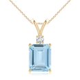 thumbnail image 1 of ANGARA Natural 3 ct Aquamarine Solitaire Pendant with Diamond in 14K Yellow Gold for Women (Size-10x8mm) | March Birthstone, Anniversary, Jewelry Gift for Women | Natural Aquamarine Necklace, 1 of 7