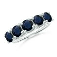 thumbnail image 1 of ANGARA Natural Half Eternity Five Stone 3 ct Blue Sapphire Wedding Band in 925 Sterling Silver for Women (Size-5mm) | September Birthstone, Anniversary, Jewelry Gift for Women | Natural Sapphire Ring, 1 of 9