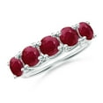 thumbnail image 1 of ANGARA Natural Half Eternity Five Stone 3 ct Ruby Wedding Band in 14K White Gold for Women (Size-5mm) | July Birthstone, Birthday, Anniversary, Jewelry Gift for Women | Natural Ruby Ring, 1 of 9