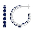 thumbnail image 1 of ANGARA Natural 4.08 Ct Sapphire Inside-Out Medium Hoop Earrings in 14K White Gold for Women (Size-4x3mm) | September Birthstone, Anniversary, Jewelry Gift for Women | Natural Blue Sapphire Earrings, 1 of 7