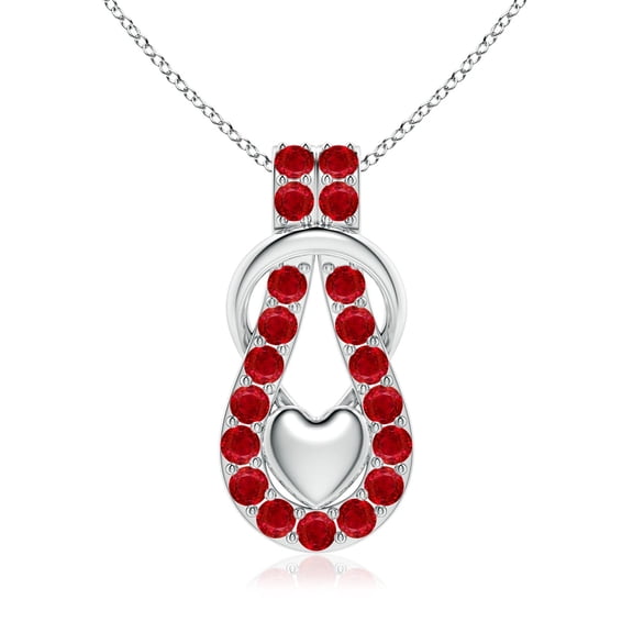 Angara Natural 4.37 ct Ruby Infinity Knot Pendant Necklace in Platinum for Women – July Birthstone Jewelry | Ruby Necklace with Puffed Heart