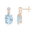 thumbnail image 1 of ANGARA Natural 4.4 ct Aquamarine Dangle Earrings with Bezel-Set Diamonds in 14K Rose Gold for Women (Size-10x8mm) | March Birthstone, Anniversary, Jewelry Gift for Women | Natural Aquamarine Earrings, 1 of 8
