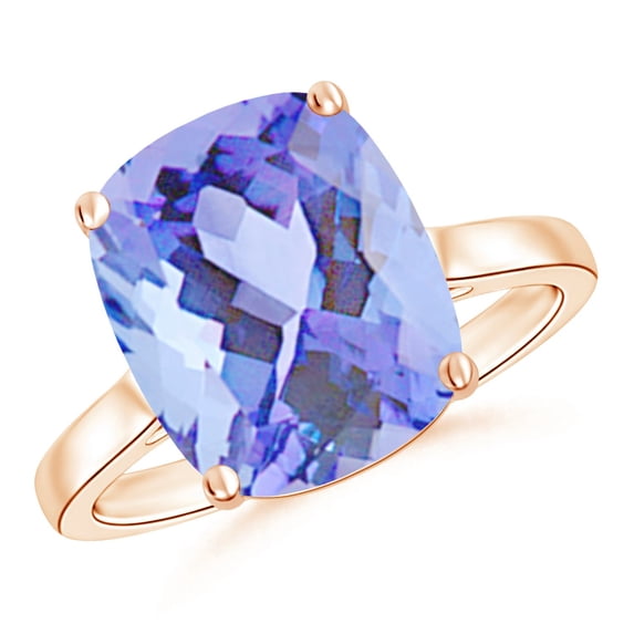 ANGARA Natural Cushion 4.5 ct Tanzanite Ring with Hidden Accents in 14K Rose Gold for Women (Size-12x10mm) | December Birthstone, Anniversary, Jewelry Gift for Women | Natural Tanzanite Ring