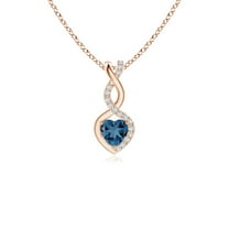 Angara Natural 4mm London-Blue-Topaz Infinity Heart Pendant Necklace in 14K Rose Gold for Women