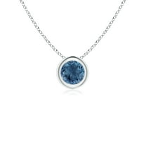 Angara Natural 4mm London Blue Topaz Solitaire Pendant Necklace in Sterling Silver for Women