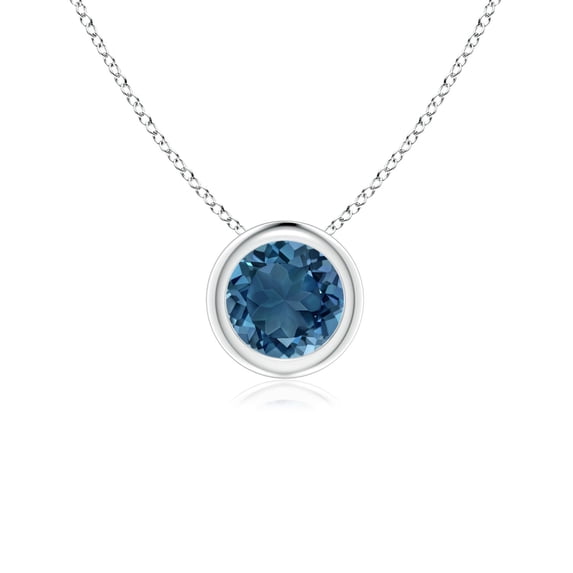 Angara Natural 5mm London Blue Topaz Solitaire Pendant Necklace in Sterling Silver for Women