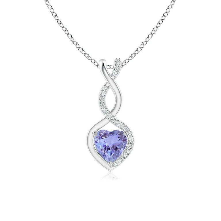 Sterling Silver Oval Tanzanite And Diamond Infinity Style Pendant Sterling Silver Oval Tanzanite And Diamond Infinity Style Pendant