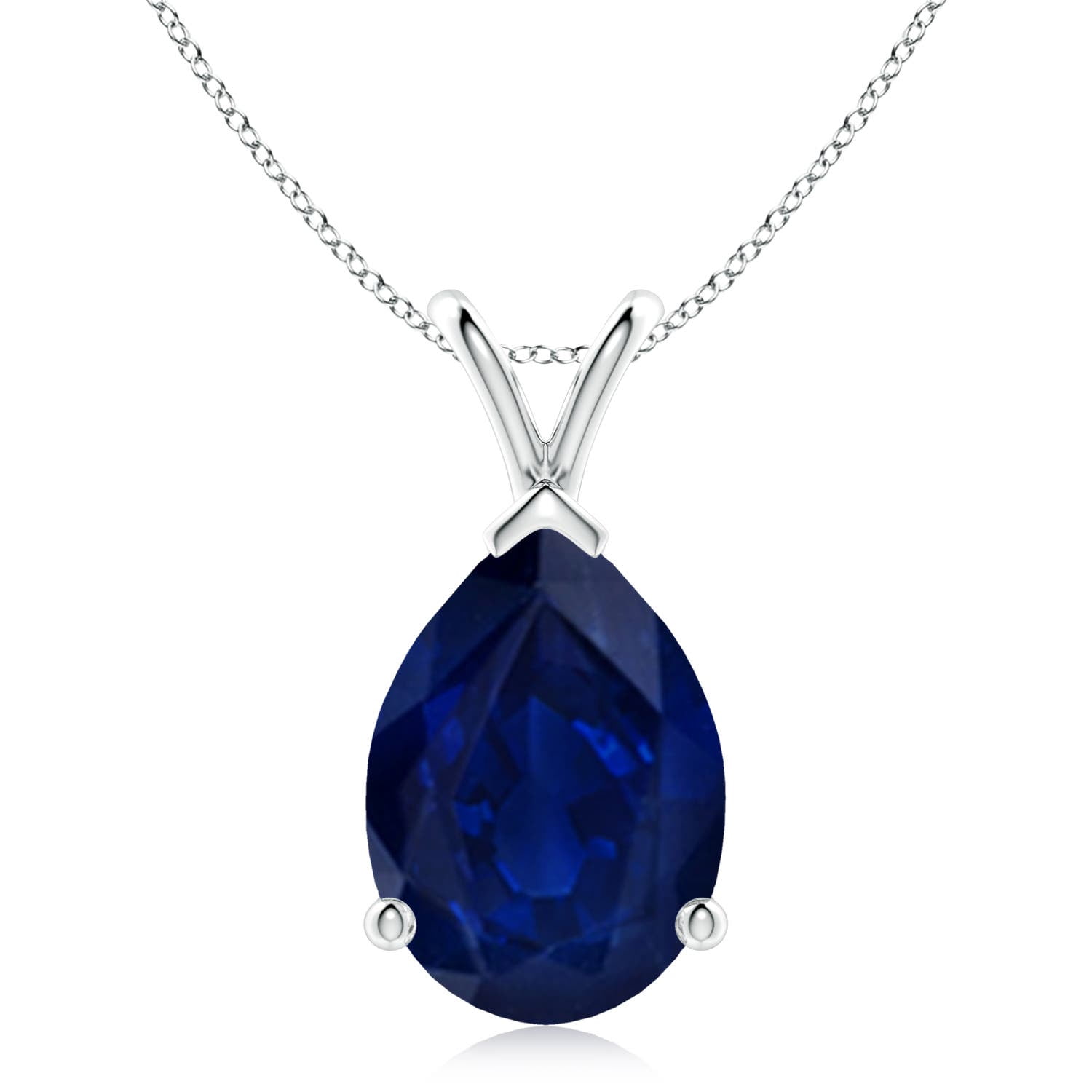 Angara Natural 6.5 ct Blue Sapphire Necklace in 925 Sterling